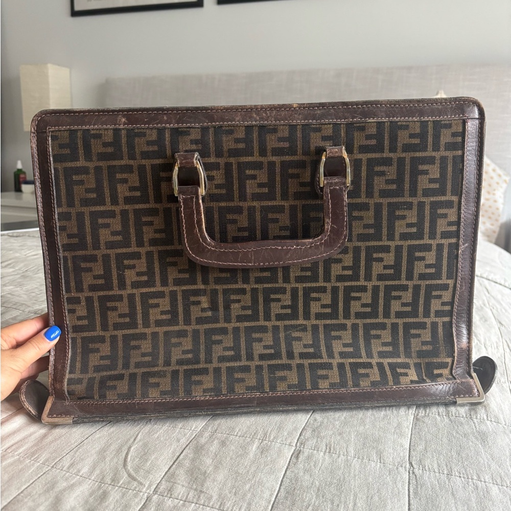 Fendi Black and Brown Monogram Briefcase